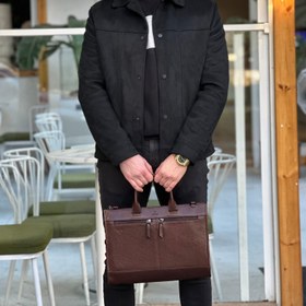 Resim Deri Briefcase Evrak Çantası - Kahve 