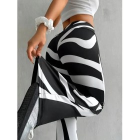 Resim Buğrahayalin Kadın Yüksek Bel Zebra Desenli Dalgıç Tayt 