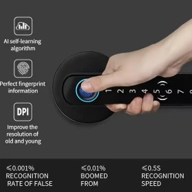 Resim 5'i 1 Arada Akıllı Kapı Kilidi Parmak İzi/Şifre/Kısmet/APP Kontrolü ile, Çoklu Kilitleme Yöntemi, Mat Kaplama, Wi-Fi ve Kablosuz, Pil ile Çalışan Ev ve Ofis Güvenlik için, Giriş Kapısı için Akıllı Kilitler, Ev Erişim Kontrolü, Modern Kilitleme Tasarımı, Metalik Kilitleme Gövdesi 