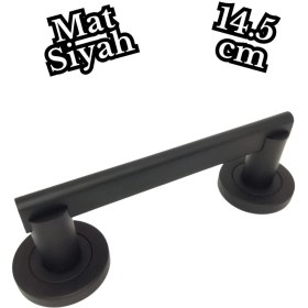 Resim Rozetli Mat Siyah Çekme Kol 14.5 cm Sürgülü Kapı Kolu 1 Adet 