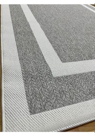 Resim Melidia Halı Trendy Jüt Sisal Salon Oturma Odası Halısı Gri Beyaz Gri Beyaz 