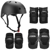 Resim Ranyeek Spor Ekipmanı Çocuk Ve Yetişkin Koruyucu Seti: Dizlik, Dirseklik, Bileklik Ve Kask Siyah M Boyutu 