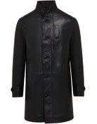 Resim Ederson Erkek Siyah Hakim Yaka Düğmeli Deri Kaban - Siyah / XL 