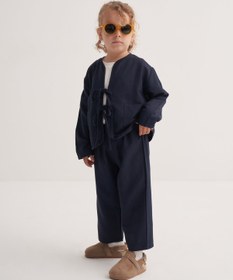Resim Unisex Çocuk Dökümlü Pamuklu Beli Lastikli Pantolon Lacivert - 2-3 Yaş 
