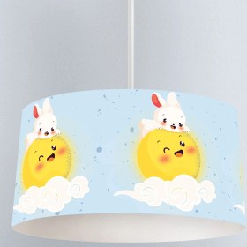 Resim instababyrooms Gülümseyen Güneş Desenli Çocuk Odası Dijital Baskılı Sarkıt Avize 