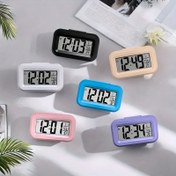 Resim LED Arka Işıklı Parlayan Dijital Alarm Saati, Tarih Göstergesi, Sıcaklık Göstergeli, Zamanlayıcı Fonksiyonu - Plastik Dikdörtgen Masa Saati, Pil ile Çalışır AAA Dahil Değildir, Düz Taç Tasarımı, 12 Bayram İçin Uygun 