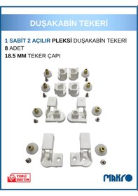 Resim Bella Duşakabin 1 Sabit 2 Açılır Duşakabin Tekeri Beyaz Beyaz 