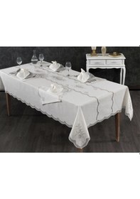 Resim Nazlı Fransız Dantelli Yemek Takımı - 25 Parça Krem Krem 