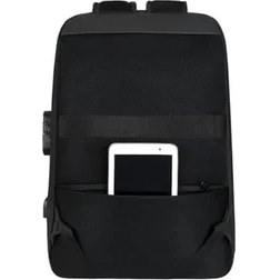 Resim Eva Sert Kabuk Motosiklet Sırt Çantası, Siyah, USB Girişli, Şifreli Kilitli, Notebook ve Tablet Bölmeli, Gizli Arka Cepli, Çok Fonksiyonlu 