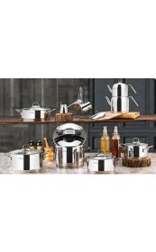 Resim Evimsaray Çeyiz Seti Paslanmaz Çelik 18 Parça Fiore Sade 