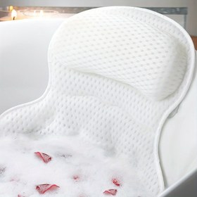 Resim Lüks Spa Banyosu Yastığı, 4D Hava Örgü Teknolojisi, Hipoalerjenik, Kaymaz Emiş Kupaları, Boyun ve Sırt Desteği, Hızlı Kuruma, Makinede Yıkanabilir, Rahatlatıcı Banyo Aksesuarı Hediyesi 
