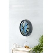 Resim Bahat Salon Ofis Duvar Saati Gri Alüminyum Çerçeve 40 Cm Camlı 