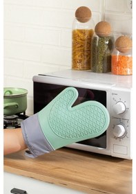 Resim Porsima 3137-3 Silikon Yanmaz Yapışmaz Fırın Eldiveni Yeşil Yeşil 