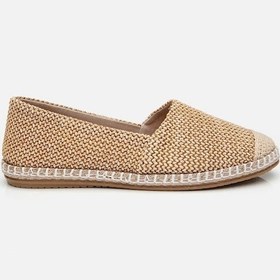 Resim Kadın Bej Çizgili Hasır Detaylı Espadril Bej 