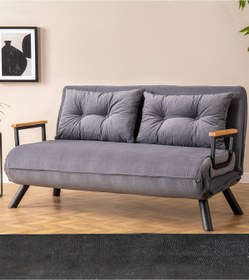 Resim Pafu Sando İkili Keten Katlanır Yataklı Koltuk Gri 
