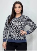 Resim Fashion Lady Büyük Beden Şık Kazak 308648732 Mavi 