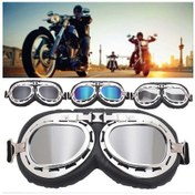 Resim Retro Steampunk Motosiklet Gözlükleri Kask Üstü Gözlük Rüzgar Geçirmez Sürüş Gözlükleri Erkekler Kadınlar İçin Gümüş 