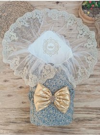 Resim Yenidoğan Kabartma Desenli Gold Fiyonklu Güpürlü Bebek Battaniyesi Kundak Gold Gold 