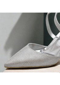 Resim Ispartalılar 9825 Kadın Topuklu Ayakkabı 8 Cm Abiye Düğün Nişan Kına Gecesi Ayakkabısı GÜMÜŞ 