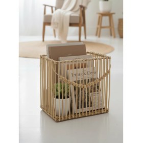 Resim Dekolobi Ahşap Bambu Gazetelik Dergilik / El Yapımı Bohem Kitaplık 