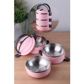 Resim Russet 3 Katlı Vakumlu Yemek Termosu 3lü Sefer Tası Freshbox Serisi Pembe 