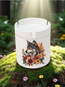 Resim Kurt ve Çiçek Baskılı 3'lü Seramik Küllük, LH392874628035231123 