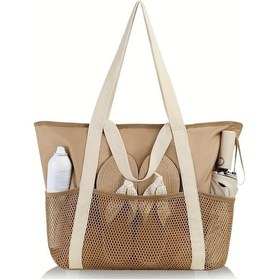 Resim Willowhaven Siyah Büyük Kum Geçirmez Katlanır Zipli Fileli Kadın Plaj Çantası Polyester Siyah 