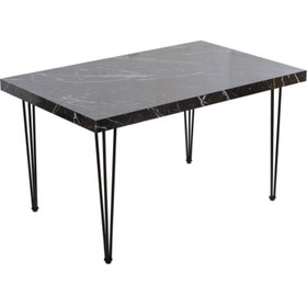 Resim Grande Home Metal Ayaklı Mutfak Masası Tek Mermer Siyah 80 cm x 120 cm 