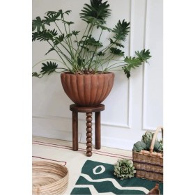 Resim Simillo Home & Living Minimalist Ahşap Mantar Yan Sehpa Modern Tekli Fiskos / Çiçeklik 