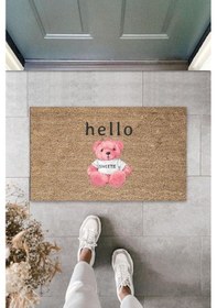 Resim Kahverengi Kapı Önü Paspası Pembe Ayı Desen K-3286 