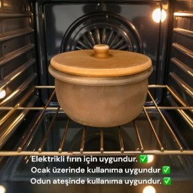 Resim AdenArt El Yapımı Doğal Toprak Güveç Tencere Jumbo Boy 30*15 cm 