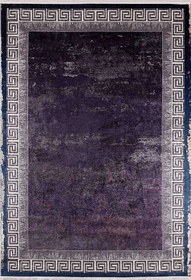 Resim Lüks Eskitme Mürdüm ve Koyu Mor Yunan Anahtar Bordürlü Halı - SH1273MUMO - 80x150cm 