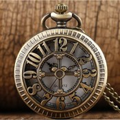 Resim hediyeconcepti Steampunk Retro Hollow Büyük Sayılar Zincirli Köstekli Cep Saati 