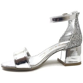 Resim Sema Gümüş Simli Günlük Abiye Tek Bant Kız Çocuk Topuklu Ayakkabı 