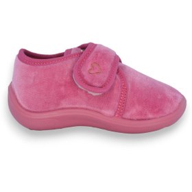 Resim First Step Gülkurusu Kalp Nakışlı Kız Çocuk Cırt Cırtlı Panduf-F-731 