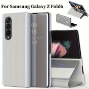 Resim 6 Fold 5 Fold 4 için uygun lüks ayna flip telefon kılıfı. Telefonu desteklemek ve korumak için kullanılabilecek bir stand olarak kullanılabilir. Hediye olarak en iyi seçimdir 