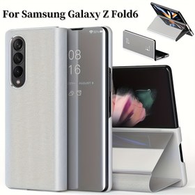 Resim 6 Fold 5 Fold 4 için uygun lüks ayna flip telefon kılıfı. Telefonu desteklemek ve korumak için kullanılabilecek bir stand olarak kullanılabilir. Hediye olarak en iyi seçimdir 