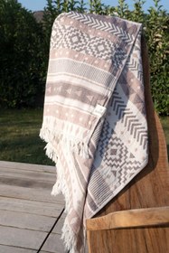 Resim Morocco Jakarlı Peştemal Gül Kurusu, Taşıma Çantalı - Gül Kurusu / 90x160 