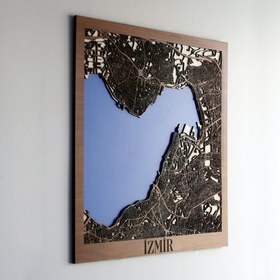 Resim Çok Katmanlı İzmir Şehir Haritası - 45x45 cm 