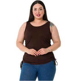 Resim Disentis Büyük Beden Kalın Askılı Yanları Tünelli Viskon Kahverengi Body-kahverengi Kahverengi 