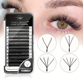 Resim Winky Beauty 6D/7D/8D Çift Uçlu 3D W Stili Kirpik Uzatmaları - Tam Yoğun Doğal Yumuşak El Dokuma Sahte Kirpikler, 0.07mm Ultra İnce C/D Kıvrım (10-12mm & 6-9mm) Başlangıçlar İçin, Profesyonel Kirpik Uzantıları 