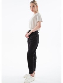 Resim Fashion Friends Düğme Detaylı Kadın Kanvas Pantolon 25y0312k1 Siyah 