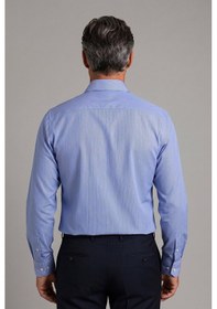 Resim Bisse Koyu Mavi Regular Fit Pamuk Cepsiz Klasik Uzun Yaka Gömlek Gmczg252103 36 