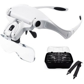 Resim Monyee Led Işıklı Kafa Tipi Okuma Büyüteci 5 Adet Değiştirilebilir Lens 1.0x-3.5x Pilli 9892b2 Modeli 