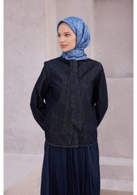 Resim BELLİ Geometrik Desen İpek Twill Eşarp 4221d01 Mavi - 82 