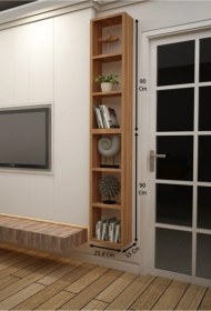 Resim Kitaplık Kahve Dikey Ikili Birleşik Duvar Rafı Takım Kahve 