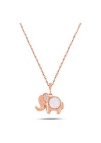 Resim Brezza Lusso Jewelry Opal Beyaz Taşlı Fil Figürlü Gümüş Kadın Kolye 42 CM 