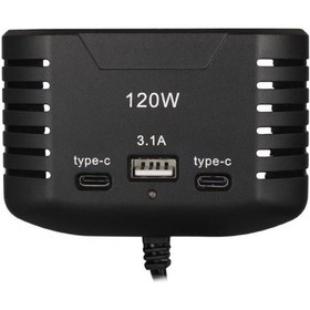 Resim Olesson 2012 12-24v Çift Type-c - Tek Usb Girişli 120w 80cm Kablolu 3'lü Araç Çakmak Çoklayıcı 