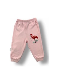 Resim 3-6 6-9 9-12 Ay Flamingo Nakışlı Uzun Kollu Sweatli 2li Kız Bebek Takımı Ekru Ekru 