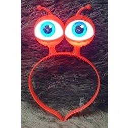 Resim LED Işıklı & Pilli Uzaylı Göz Parti Tacı Kırmızı Renk 